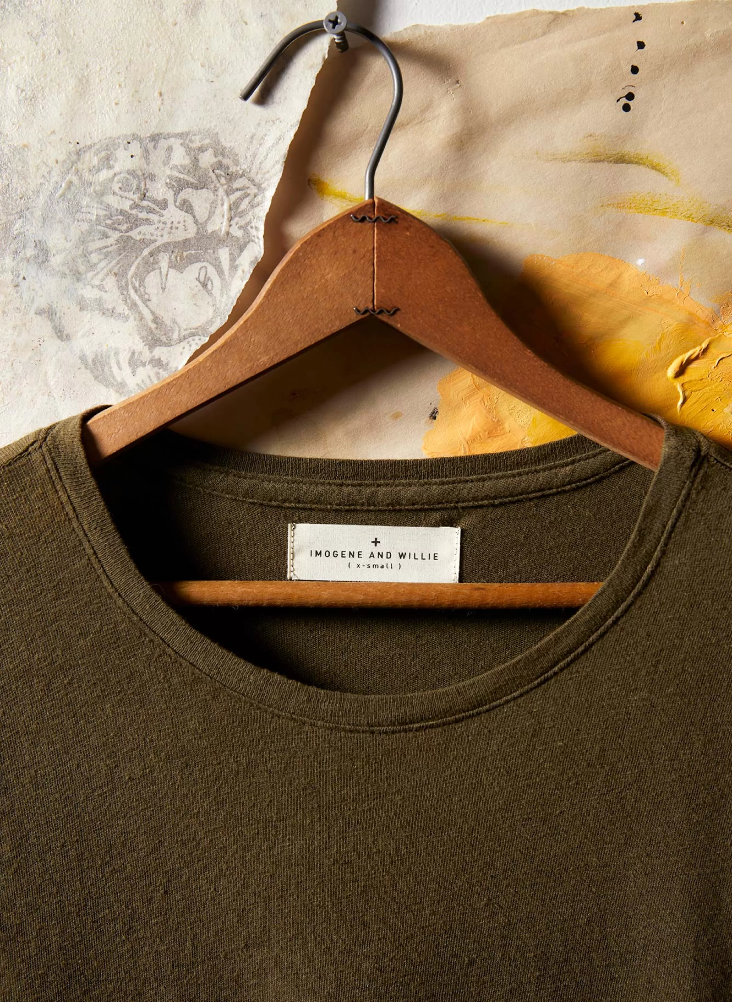 imogene + willie Cotton Hemp Crew In Olive Store