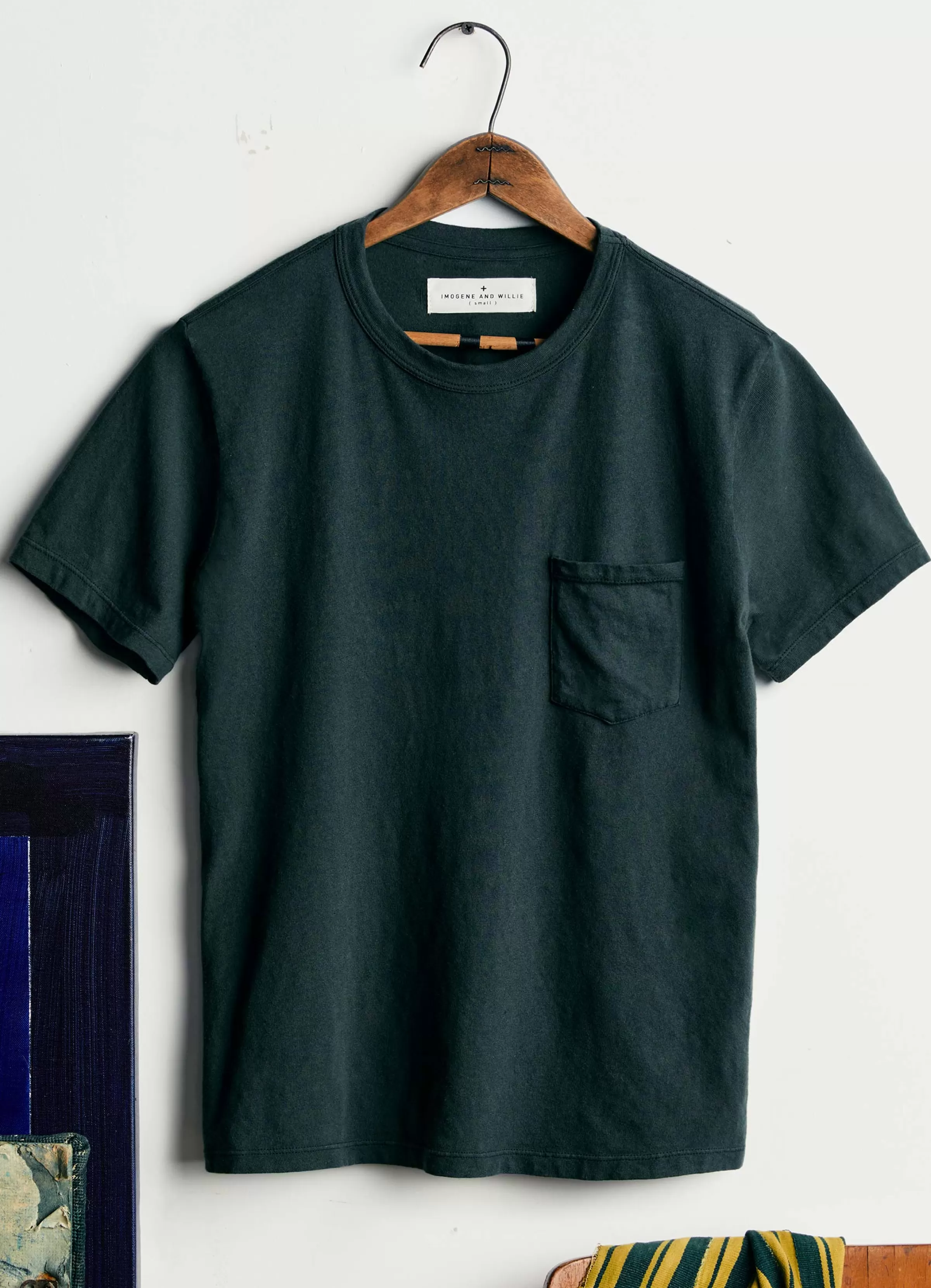 imogene + willie Dark Green Knit Pocket Tee Discount