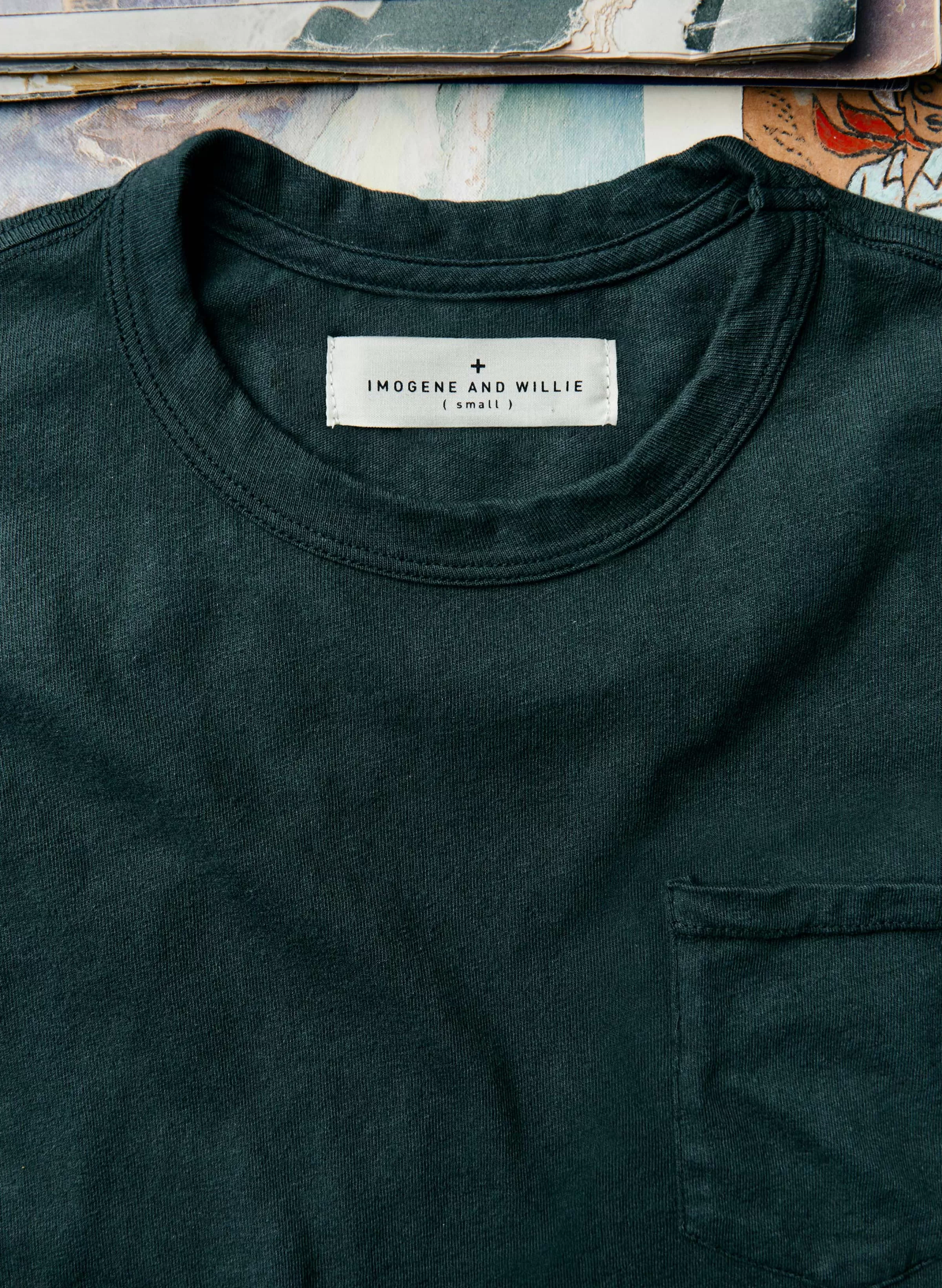 imogene + willie Dark Green Knit Pocket Tee Discount