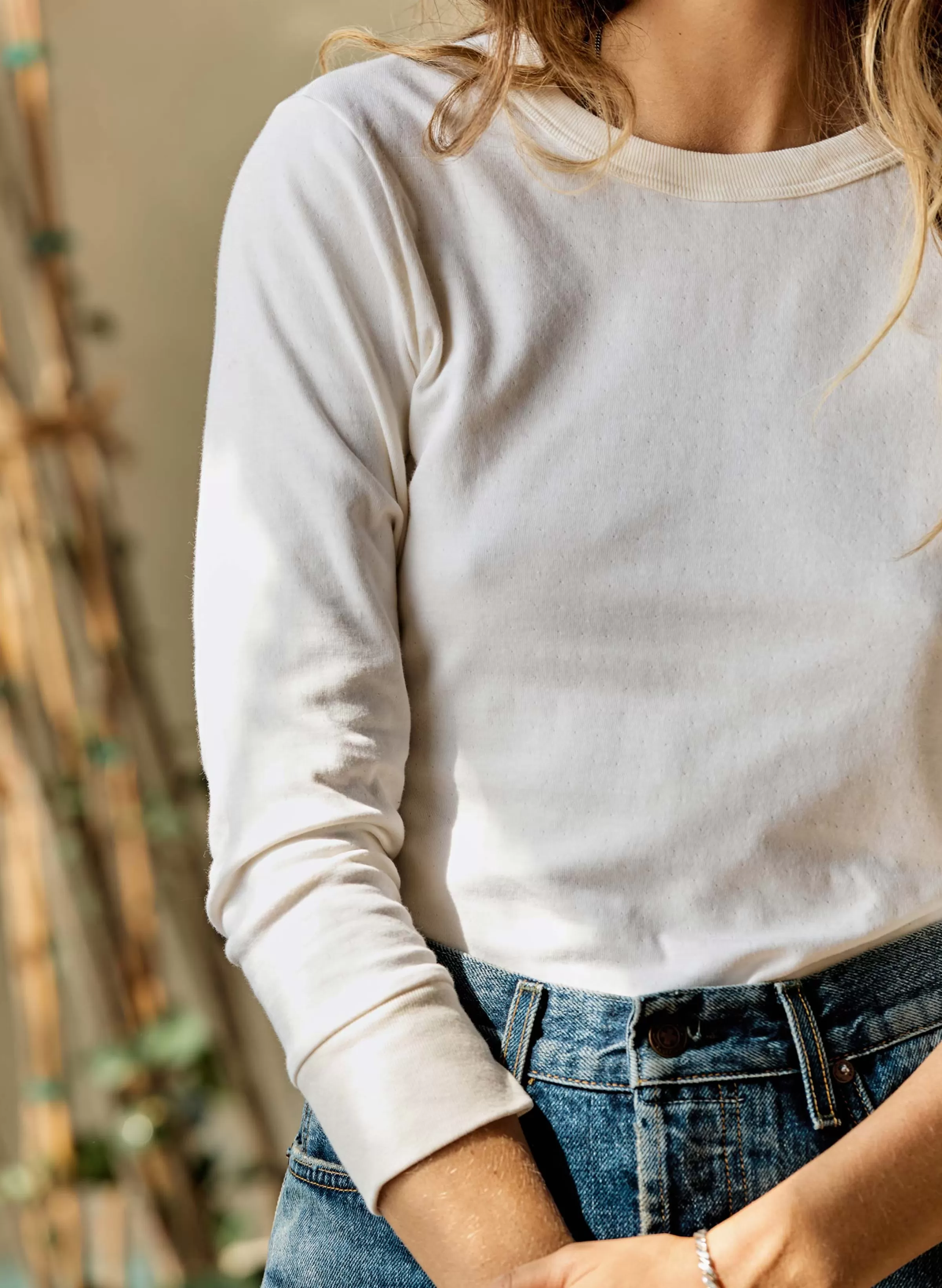 imogene + willie Double Knit Thermal Crew In Ivory Flash Sale