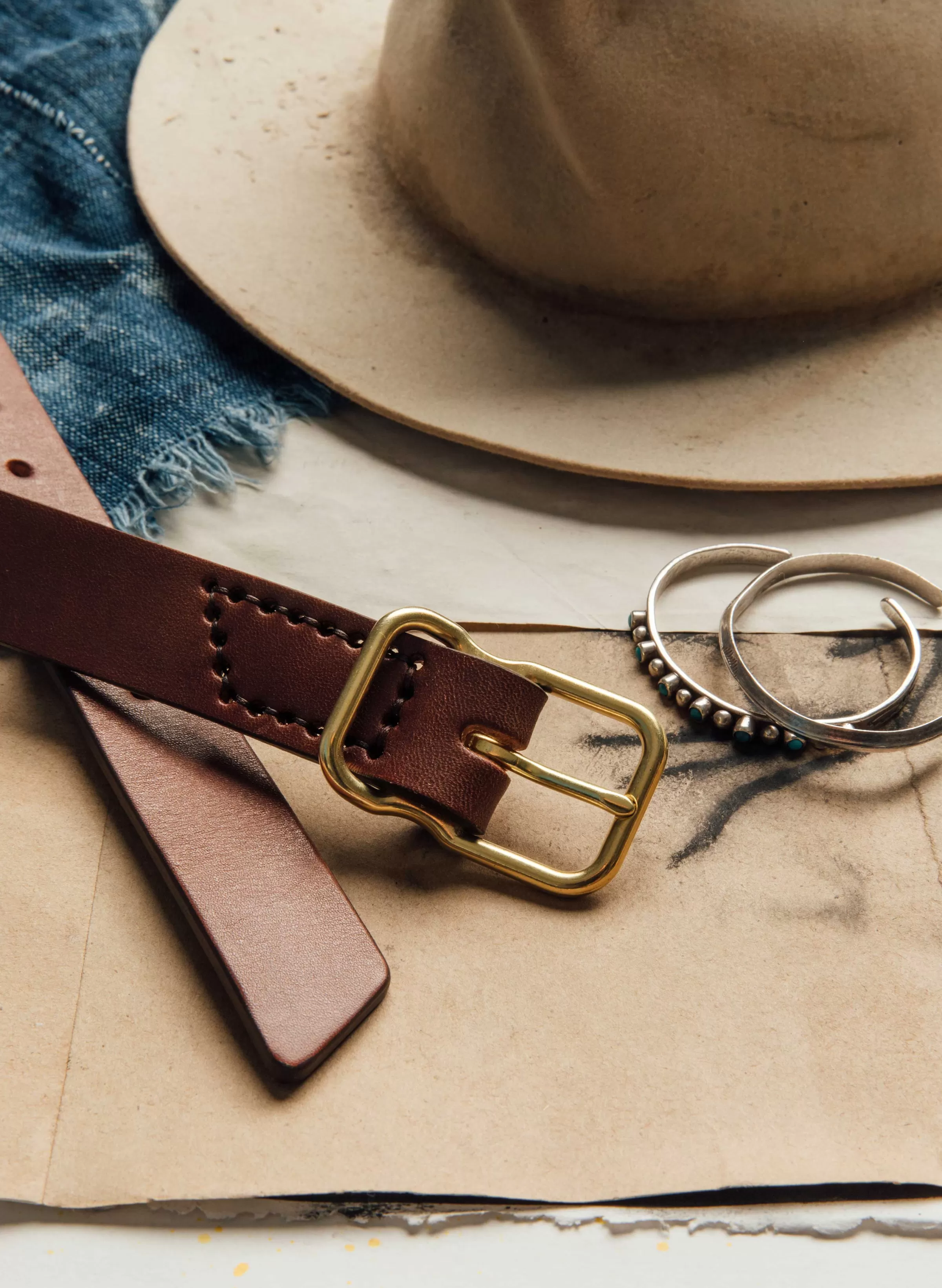 imogene + willie Emil Erwin Narrow Signature Belt In Walnut Clearance