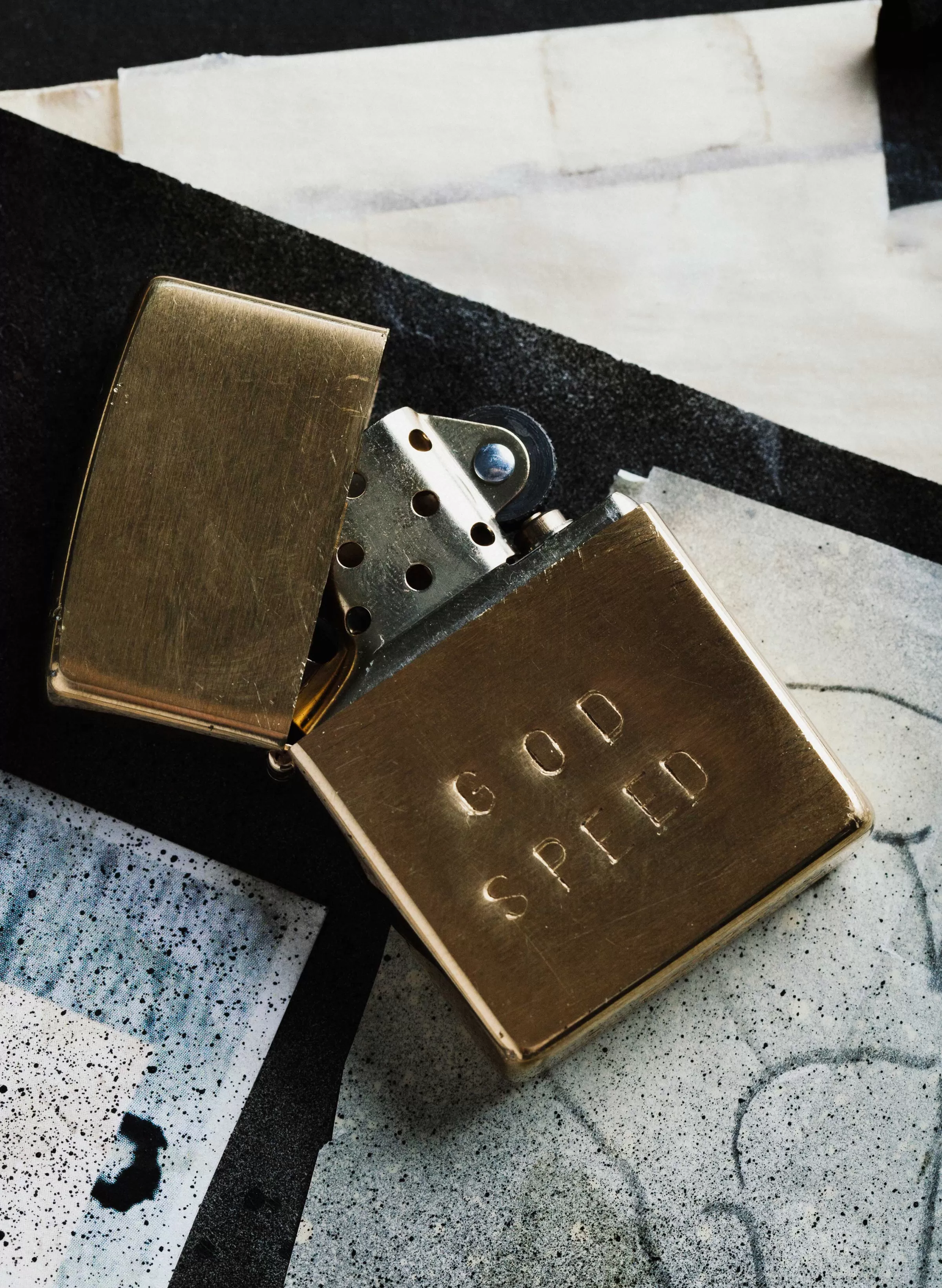 imogene + willie Hand Stamped “godspeed” Zippo Fashion