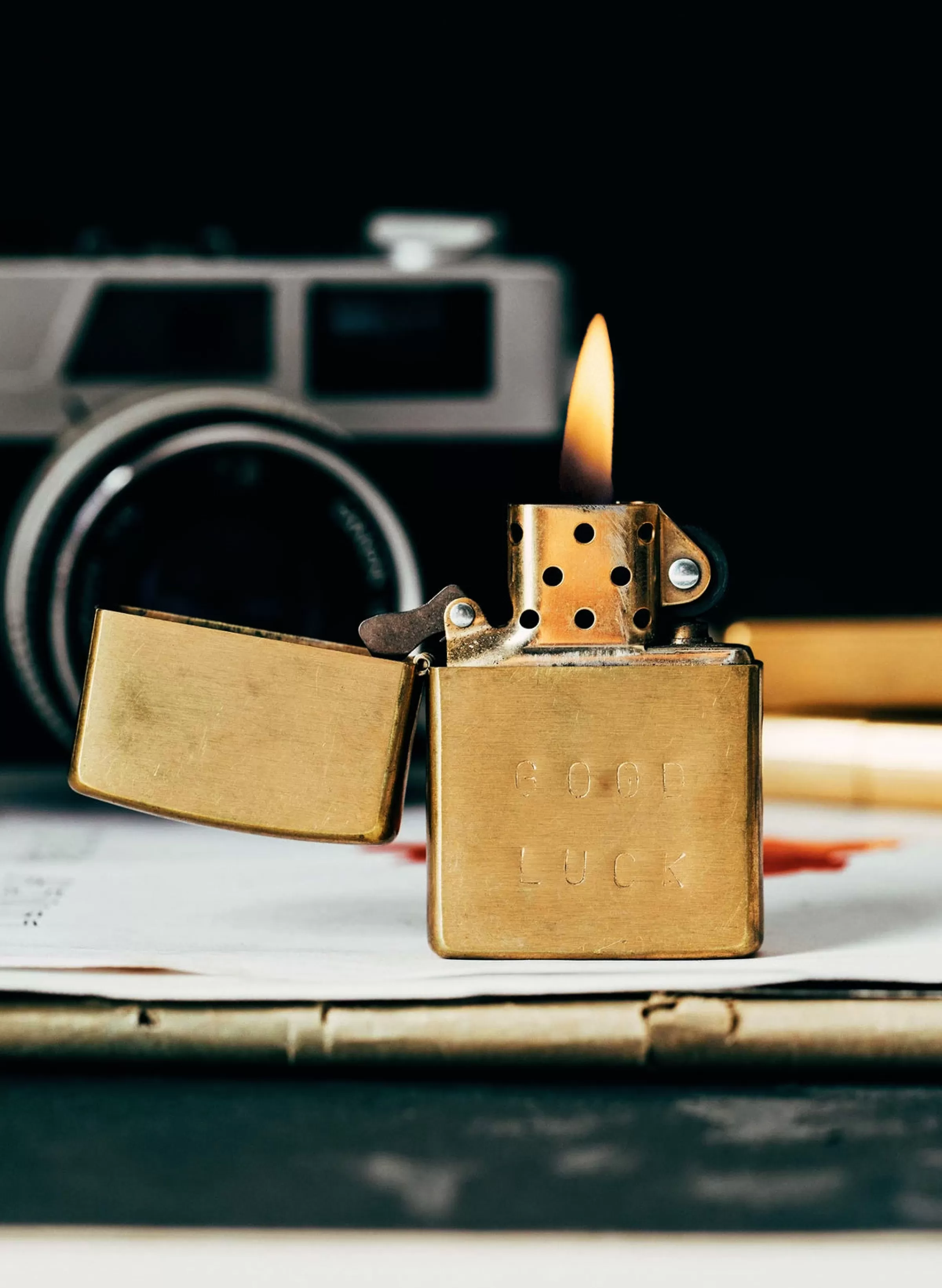 imogene + willie Hand Stamped "good Luck" Zippo Discount