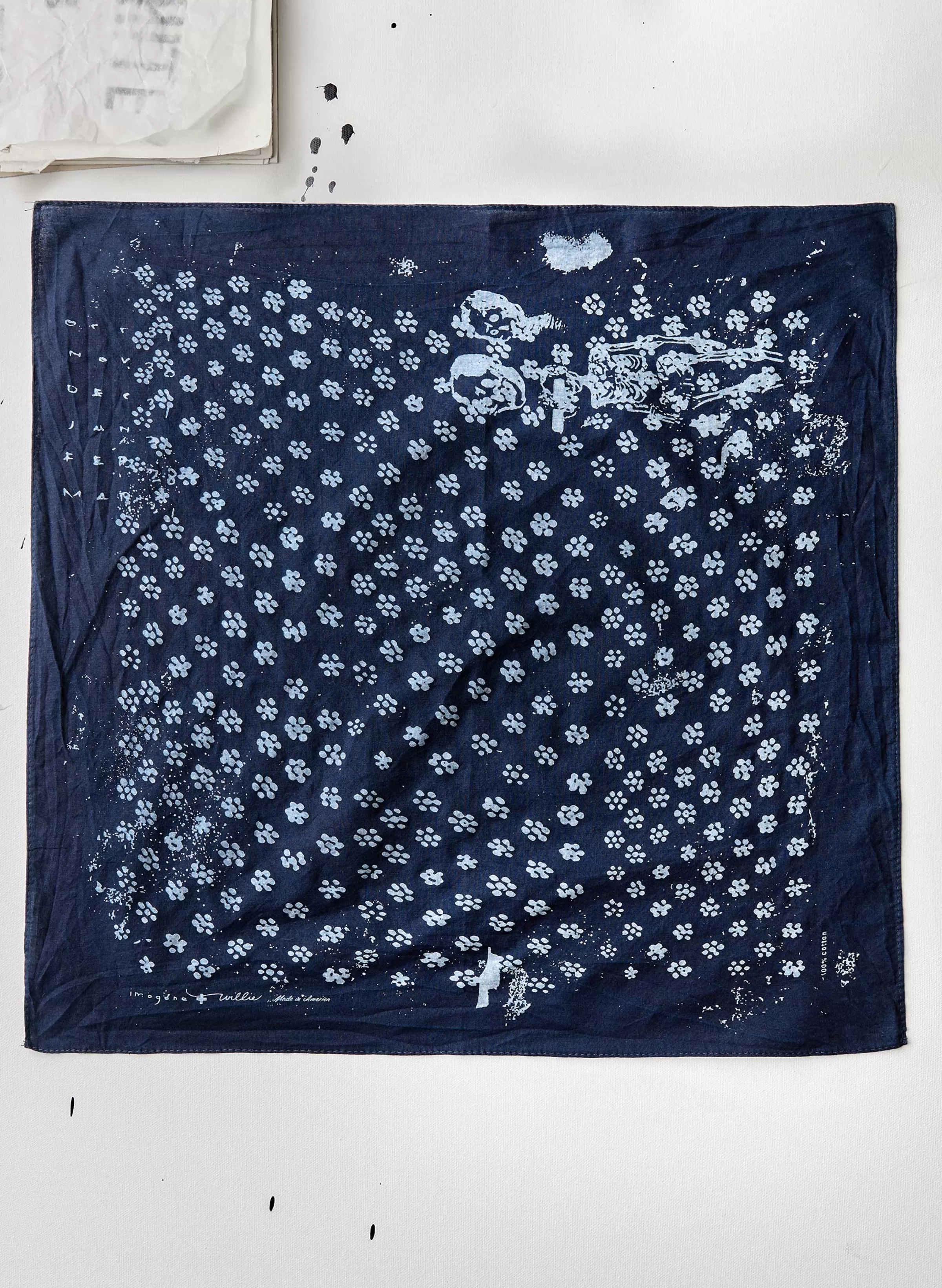 imogene + willie Indigo "flower Print" Bandana New