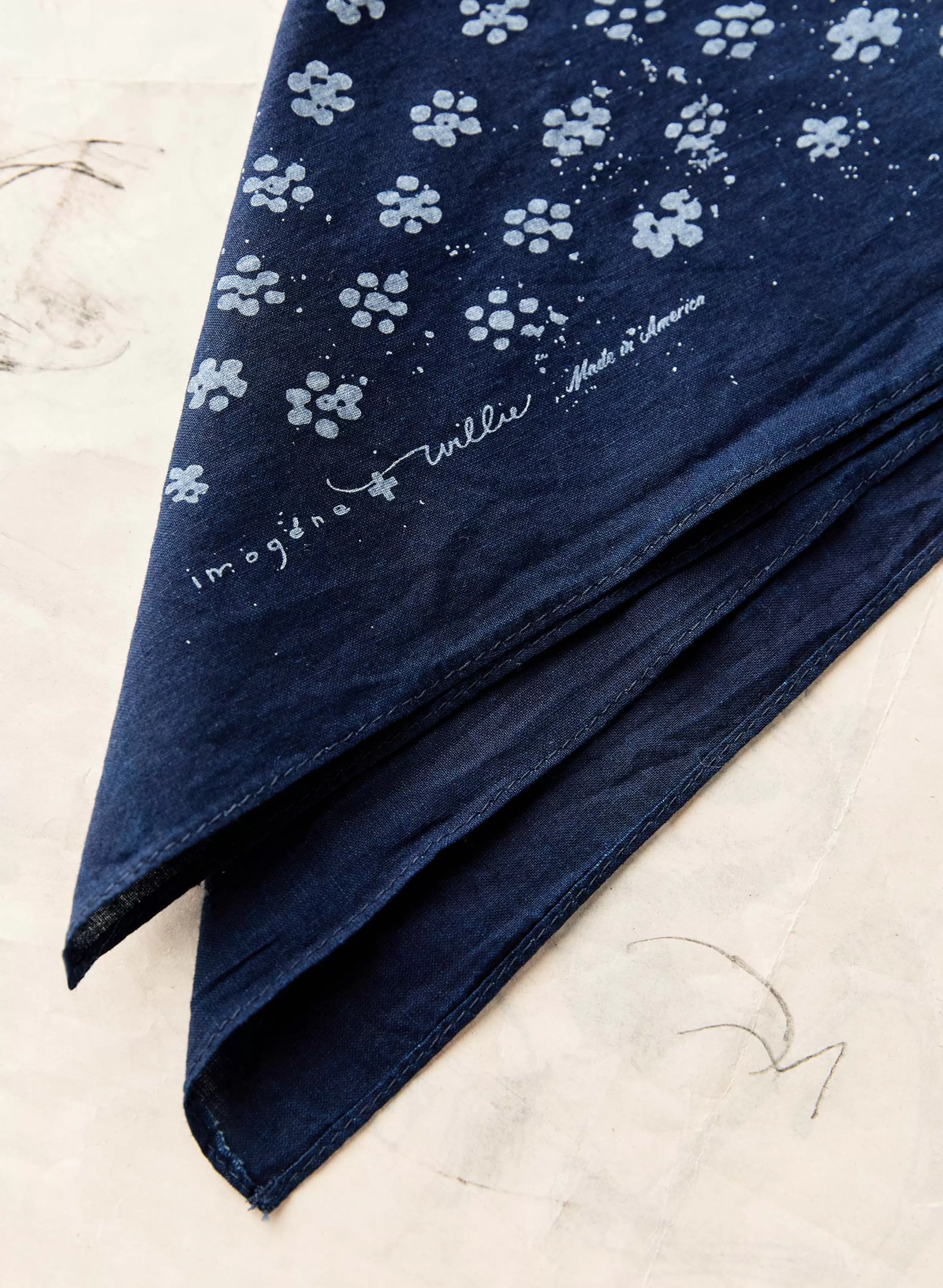 imogene + willie Indigo "flower Print" Bandana New