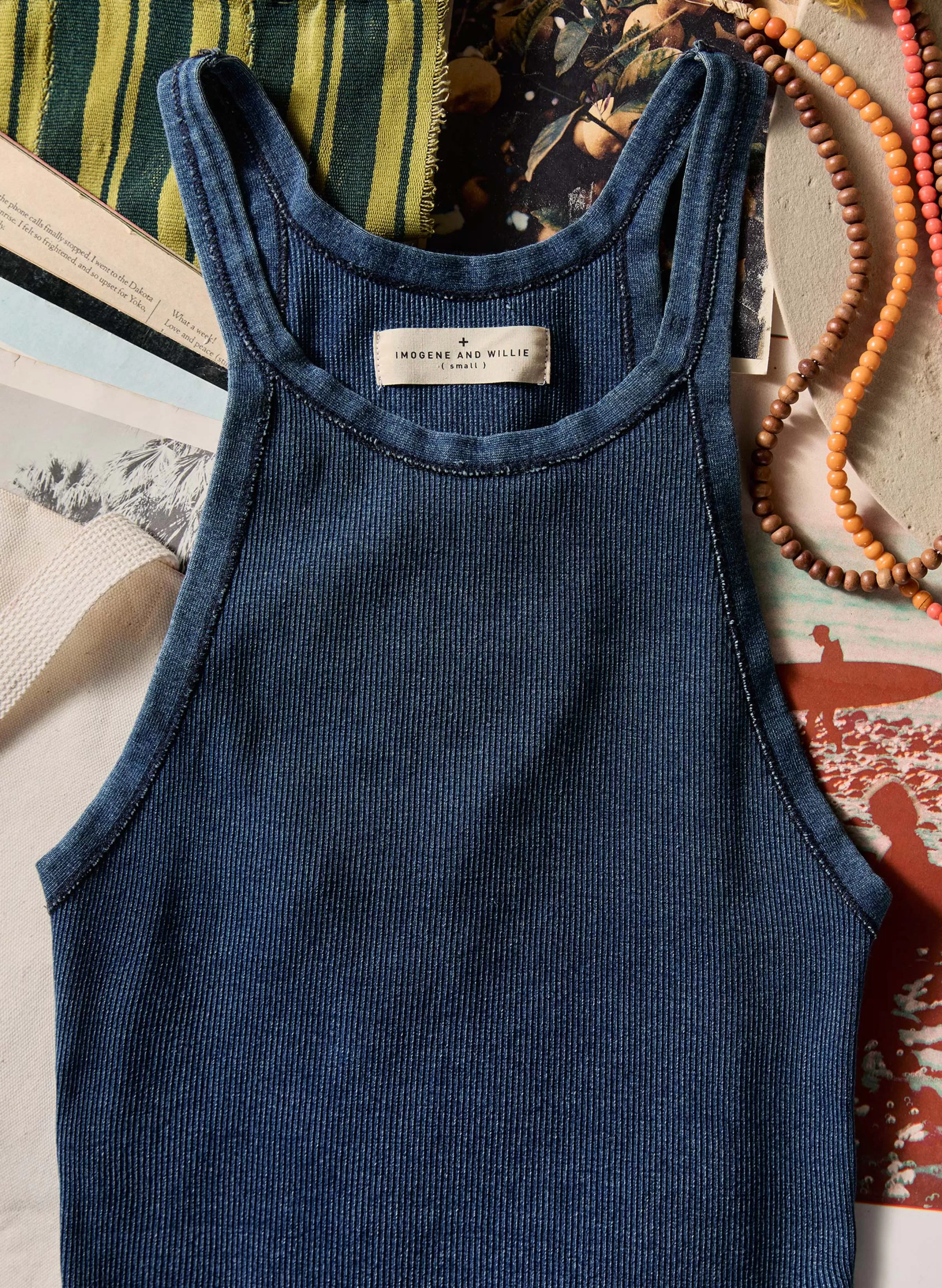 imogene + willie Indigo Ribbed Racerback Tank Fashion