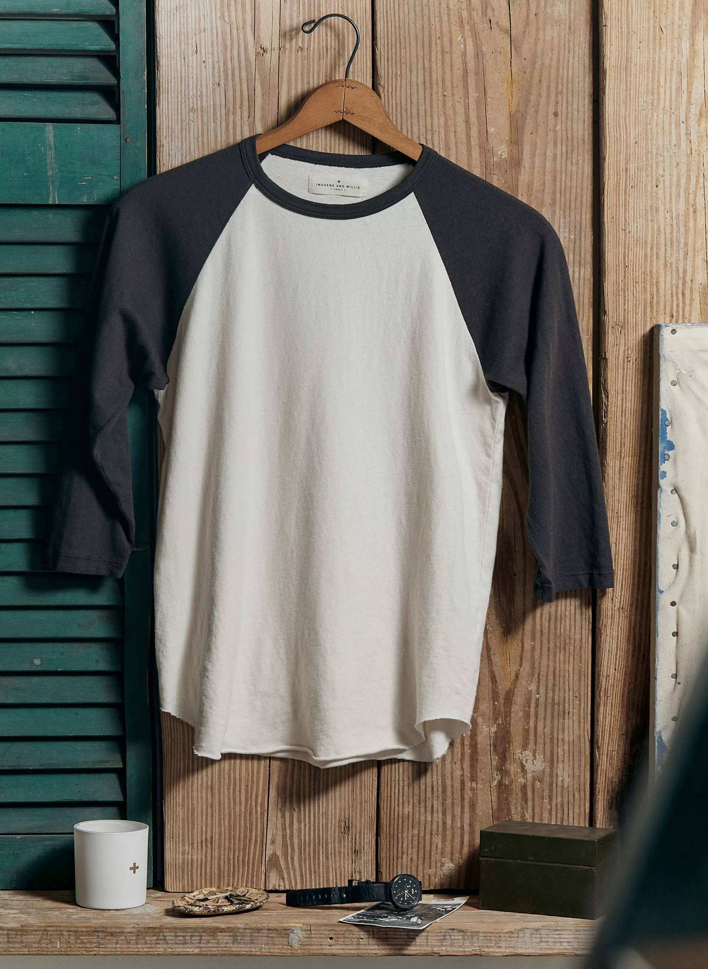 imogene + willie 3/4 Knit Raglan In Black Hot