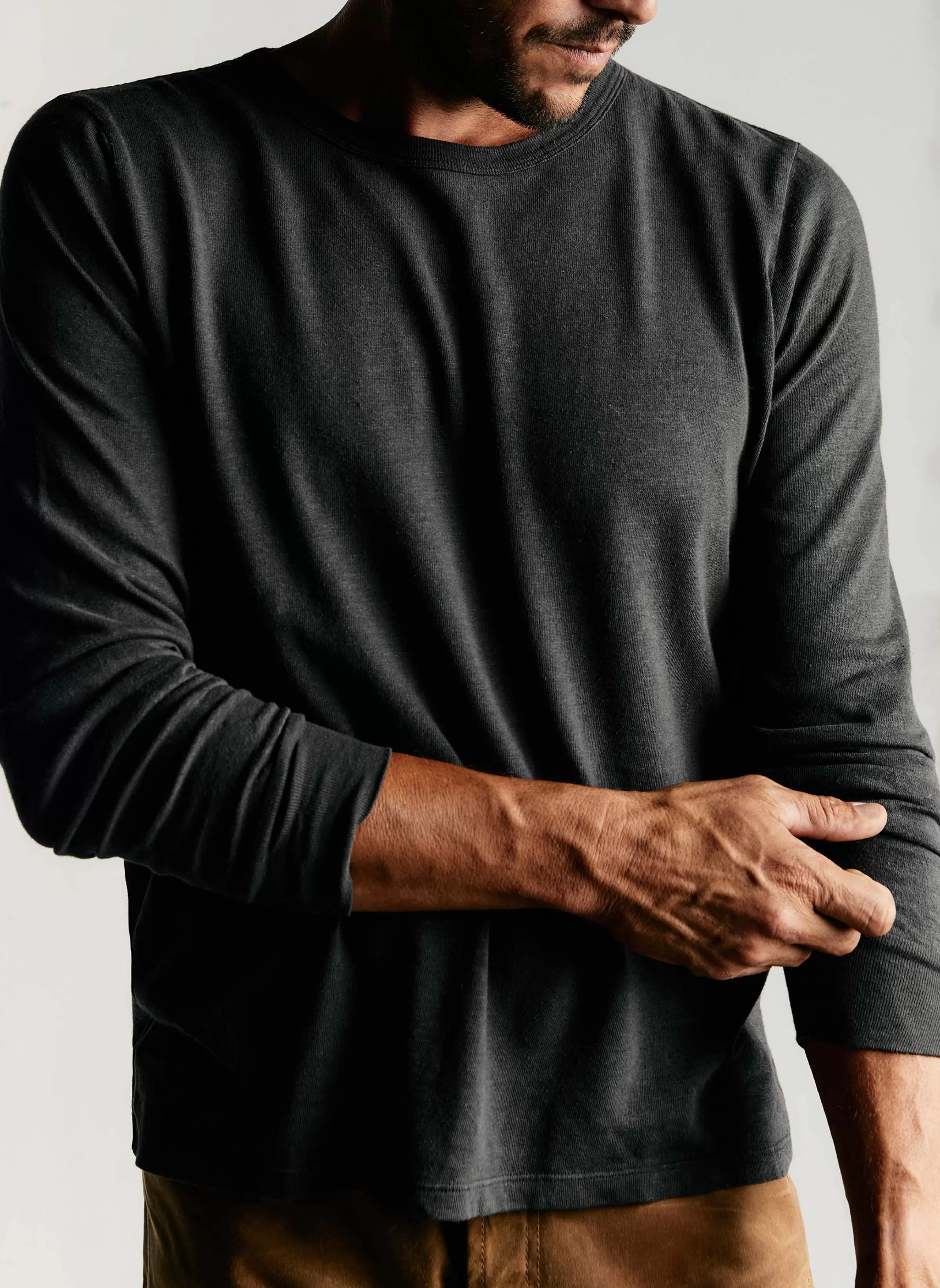 imogene + willie Long Sleeve Faded Black Crew Flash Sale