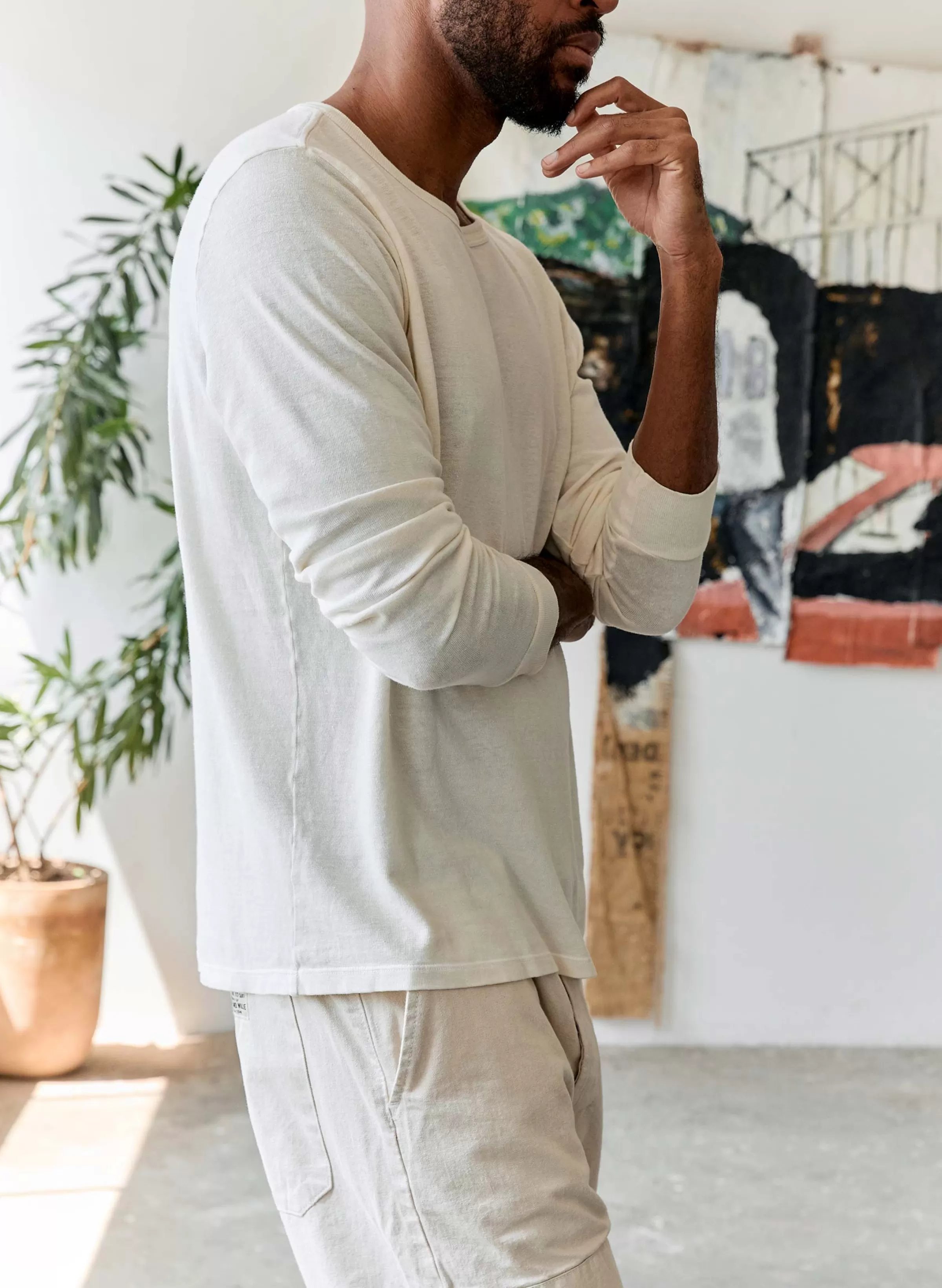 imogene + willie Long Sleeve Vintage White Crew Best
