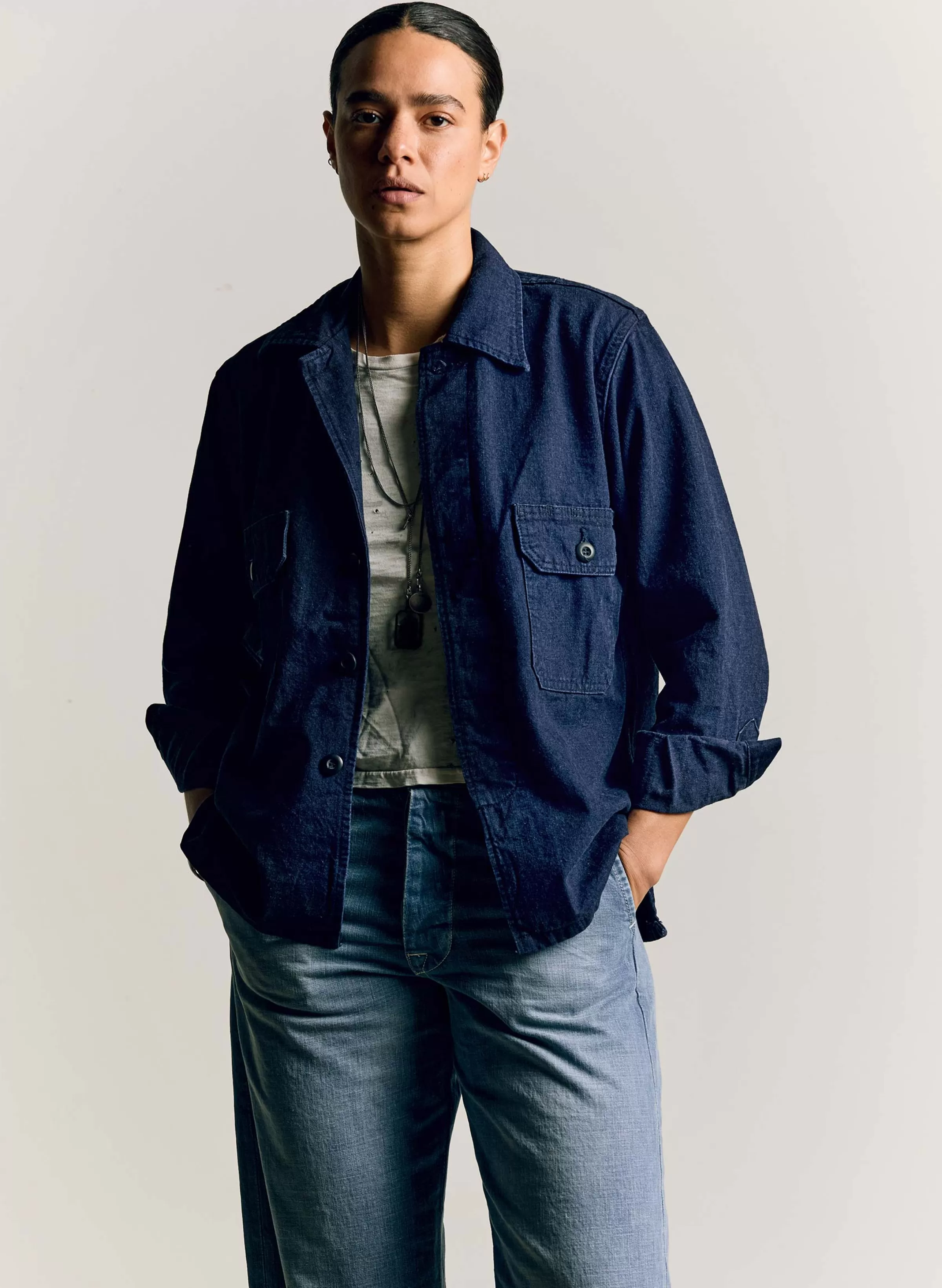 imogene + willie Military Shirt Jacket In Indigo Online