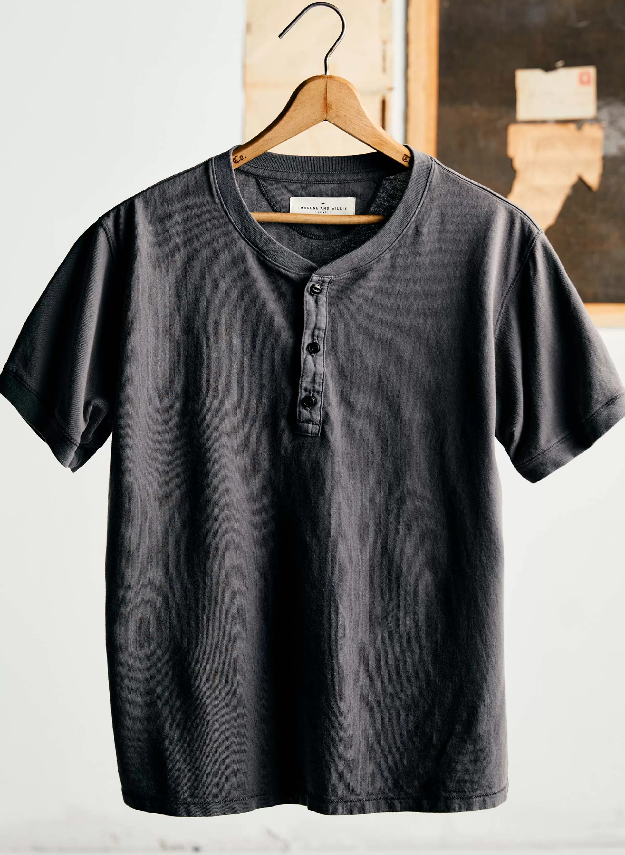 imogene + willie S/s Henley In Faded Black Best Sale