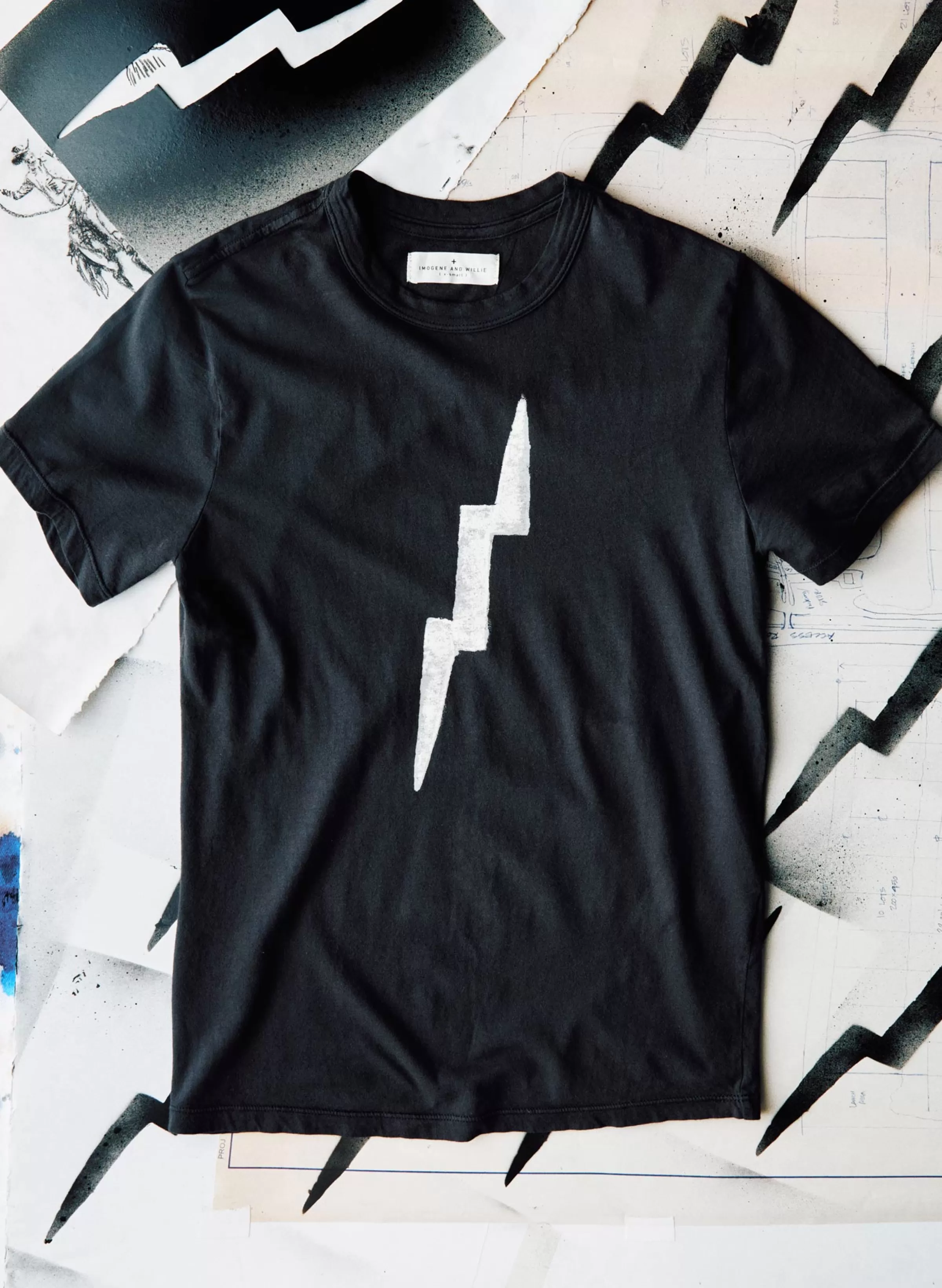 imogene + willie The "bolt" Tee In Black Clearance