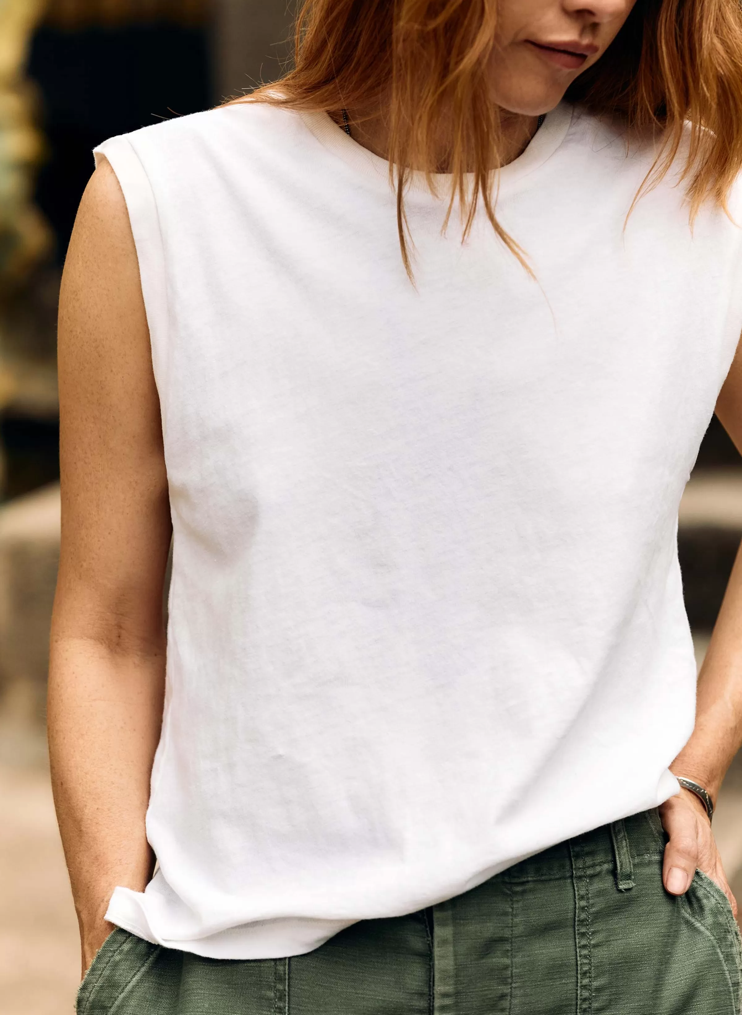 imogene + willie The Cotton Muscle Tee In Vintage White Online