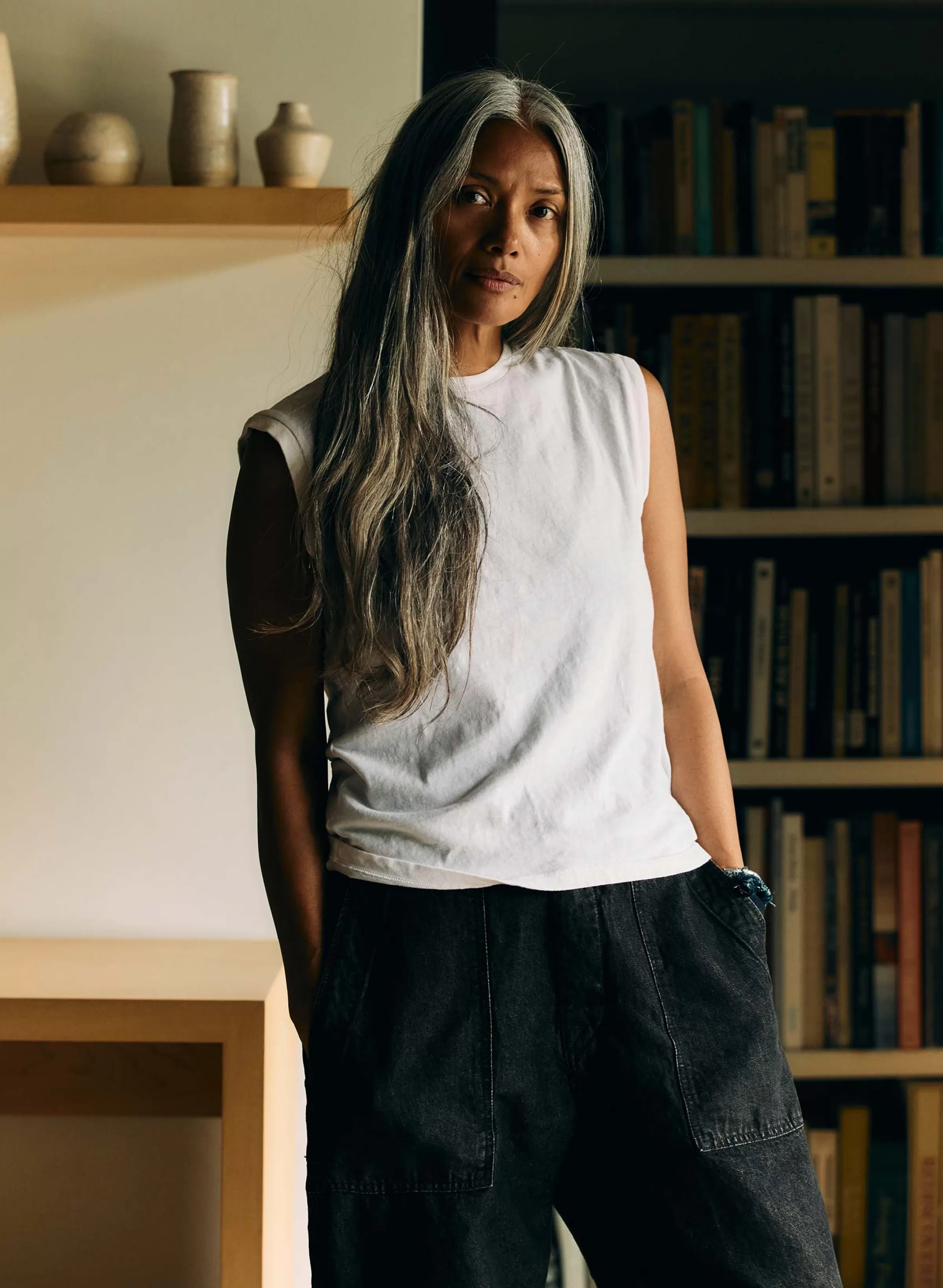 imogene + willie The Cotton Muscle Tee In Vintage White Online