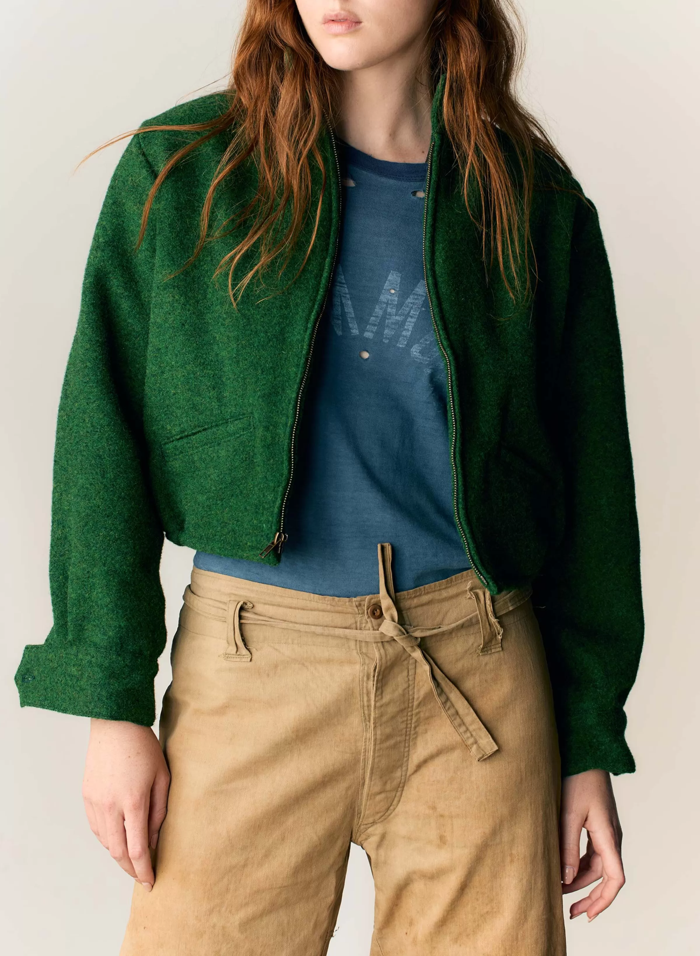 imogene + willie The Cropped Wool Souvenir Jacket In Fern Store