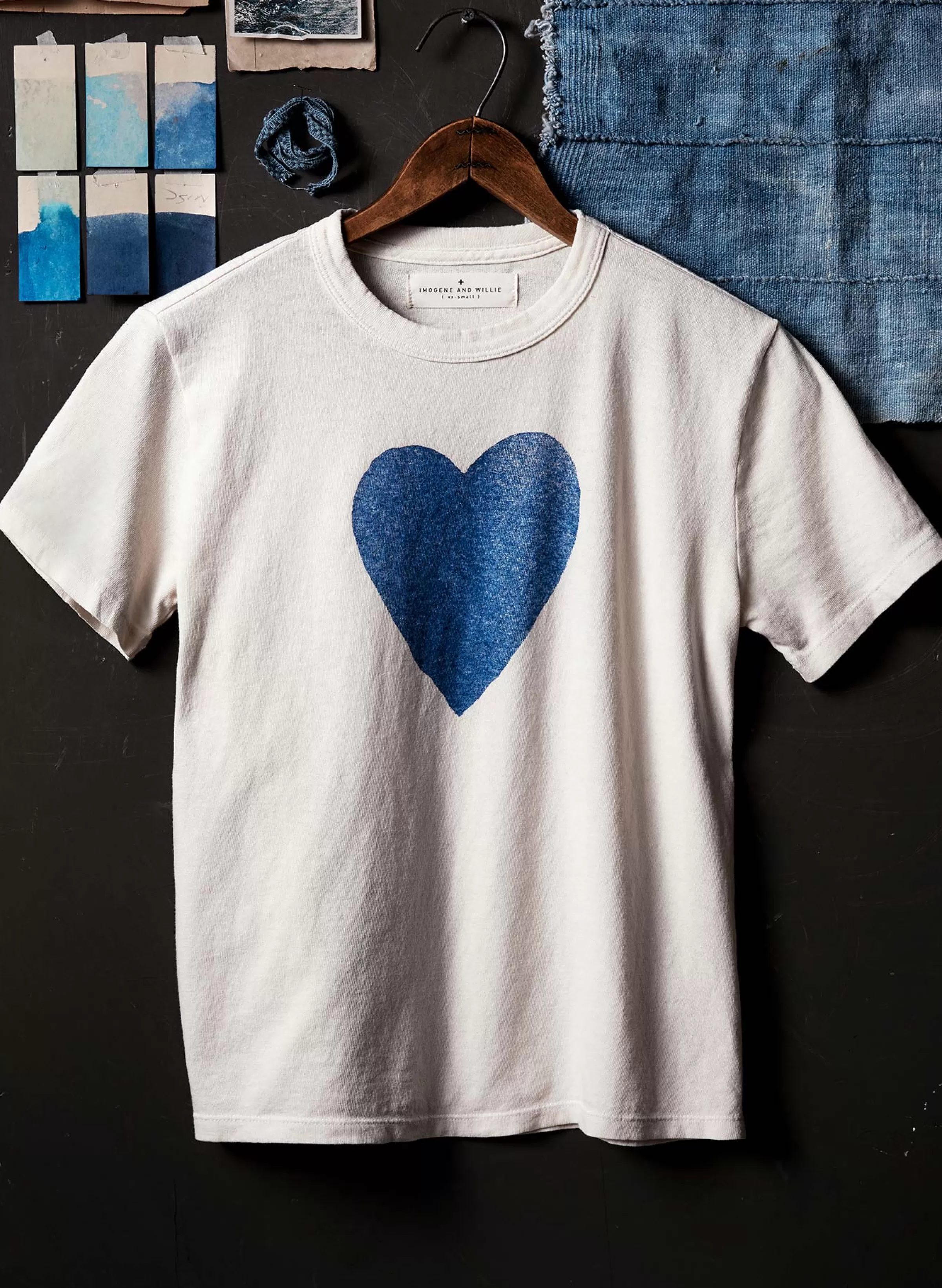 imogene + willie The "heart" Tee In Blue Sale