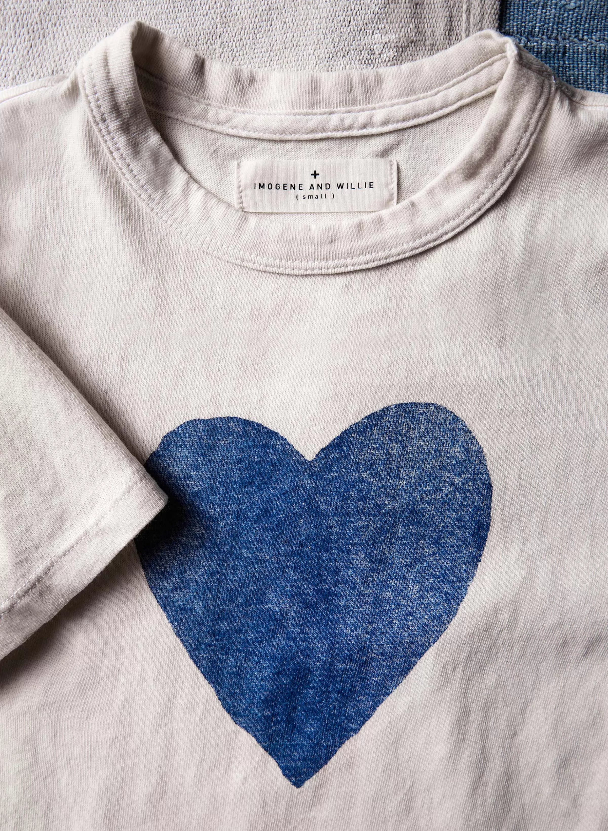 imogene + willie The "heart" Tee In Blue Sale