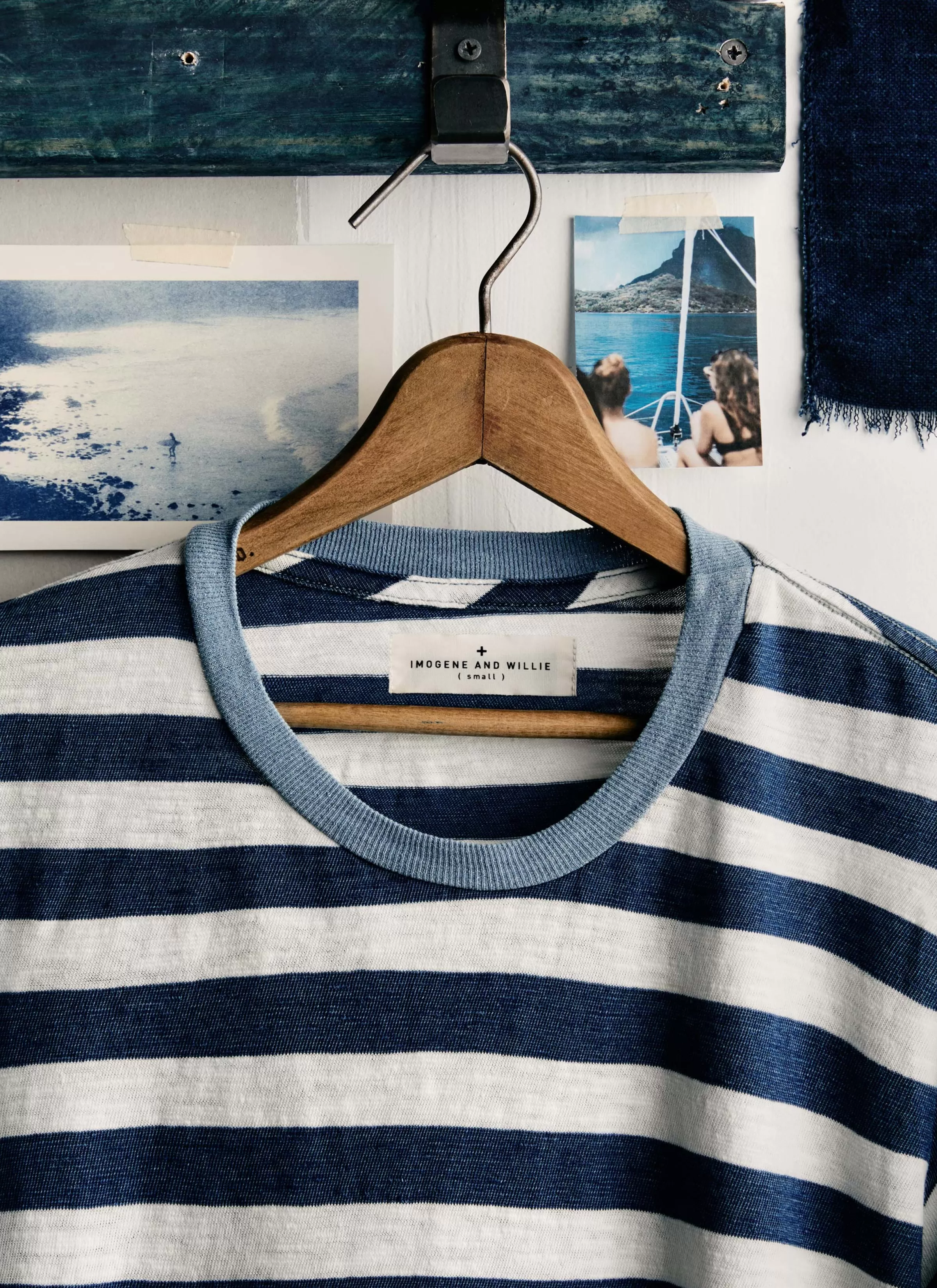 imogene + willie The Novel Knit Indigo Stripe Tee New