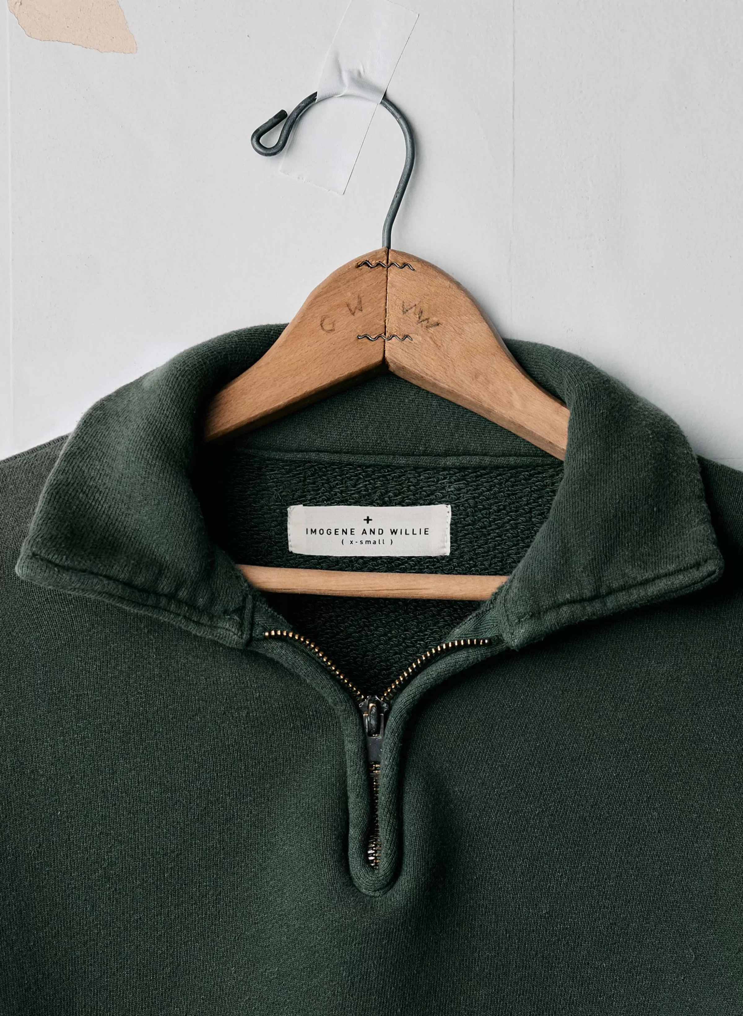 imogene + willie The Quarter Zip Forest Green Pullover Best Sale