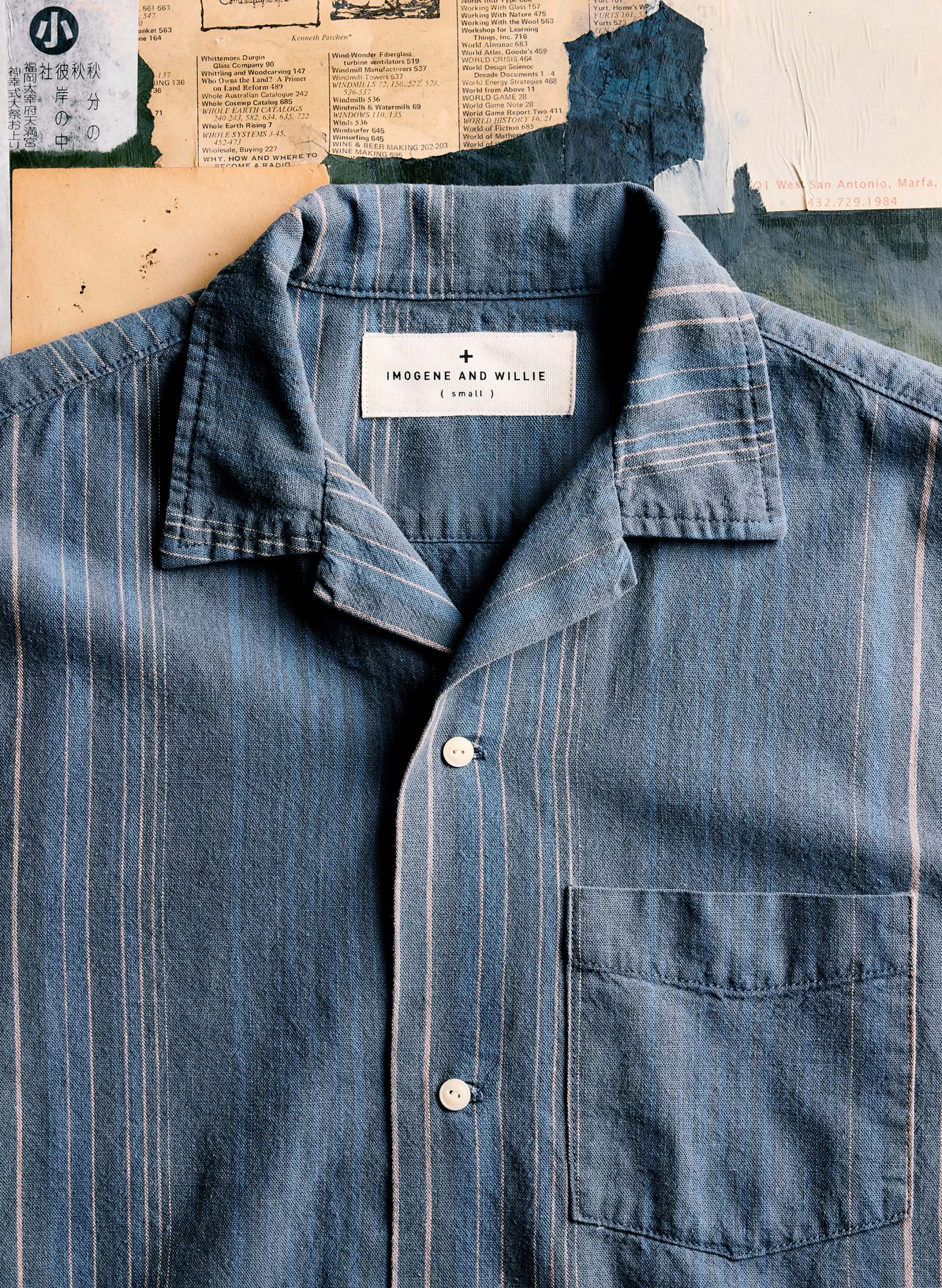 imogene + willie The Serra Camp Shirt In Washed Indigo Stripe Store