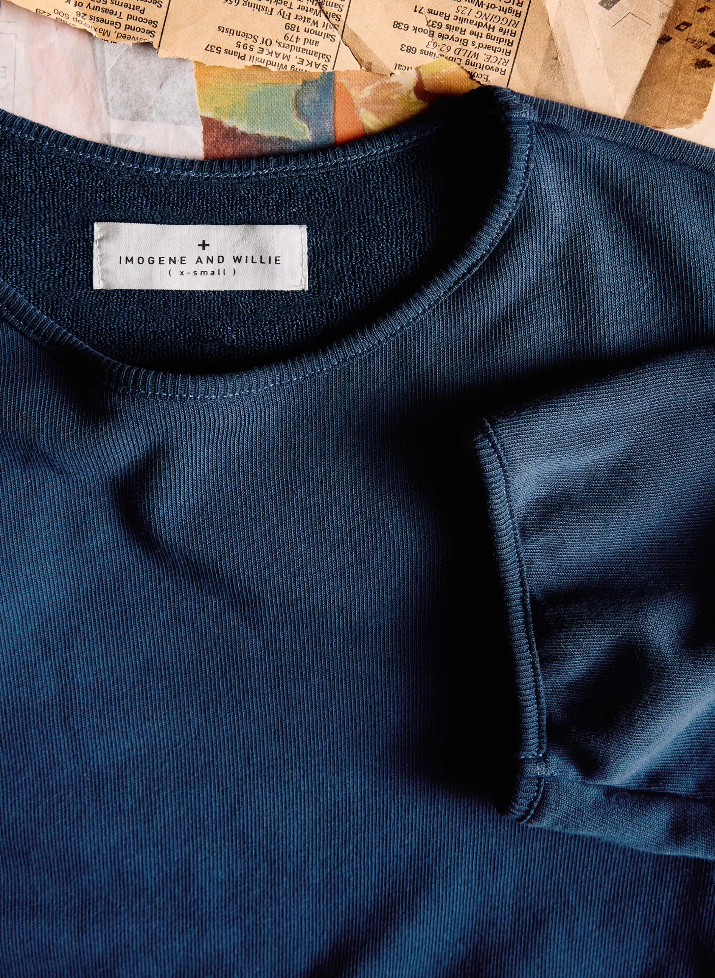 imogene + willie The S/s Ringer Sweatshirt In Navy Outlet