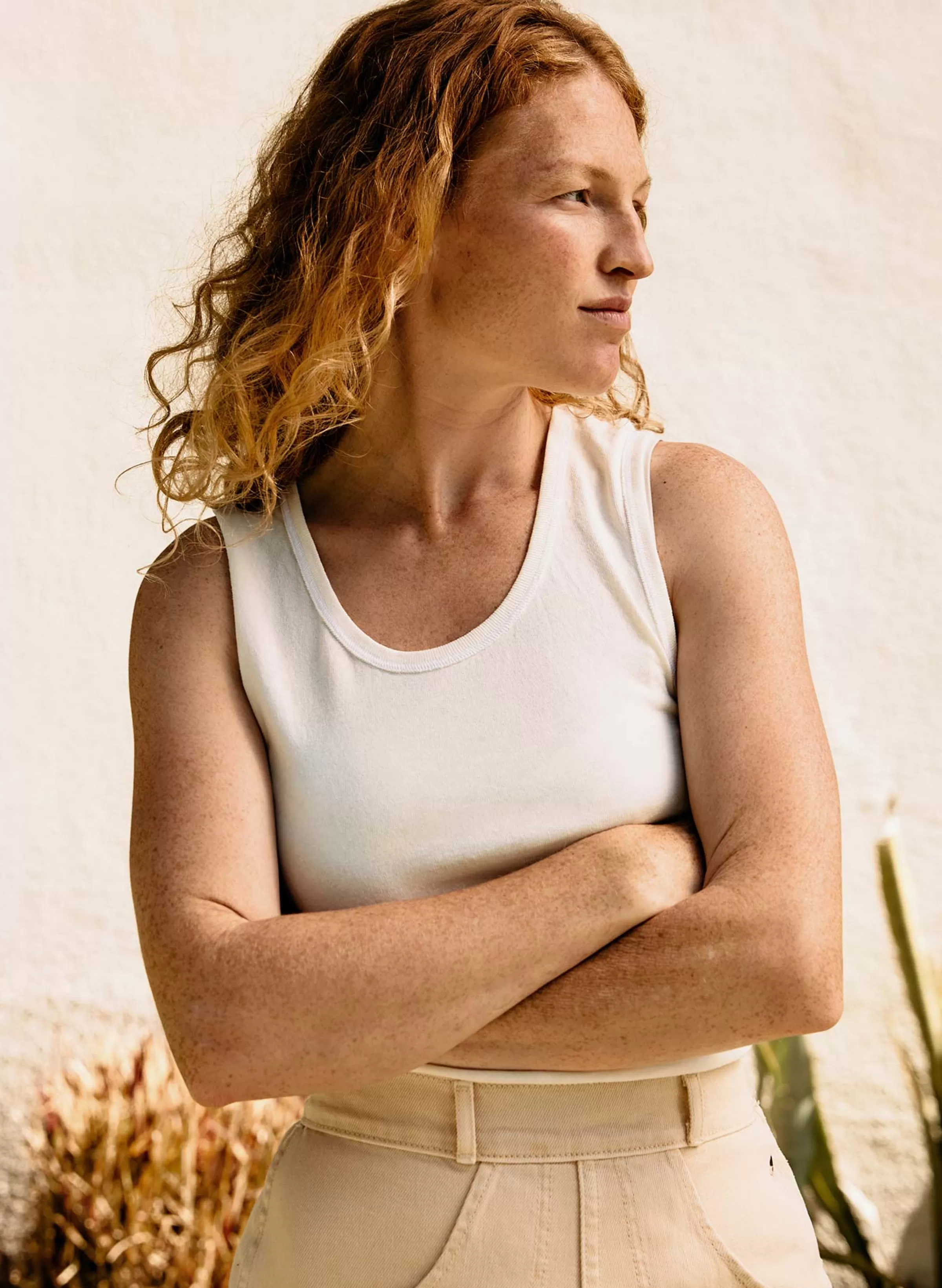 imogene + willie The Vintage Tank In Washed White Outlet