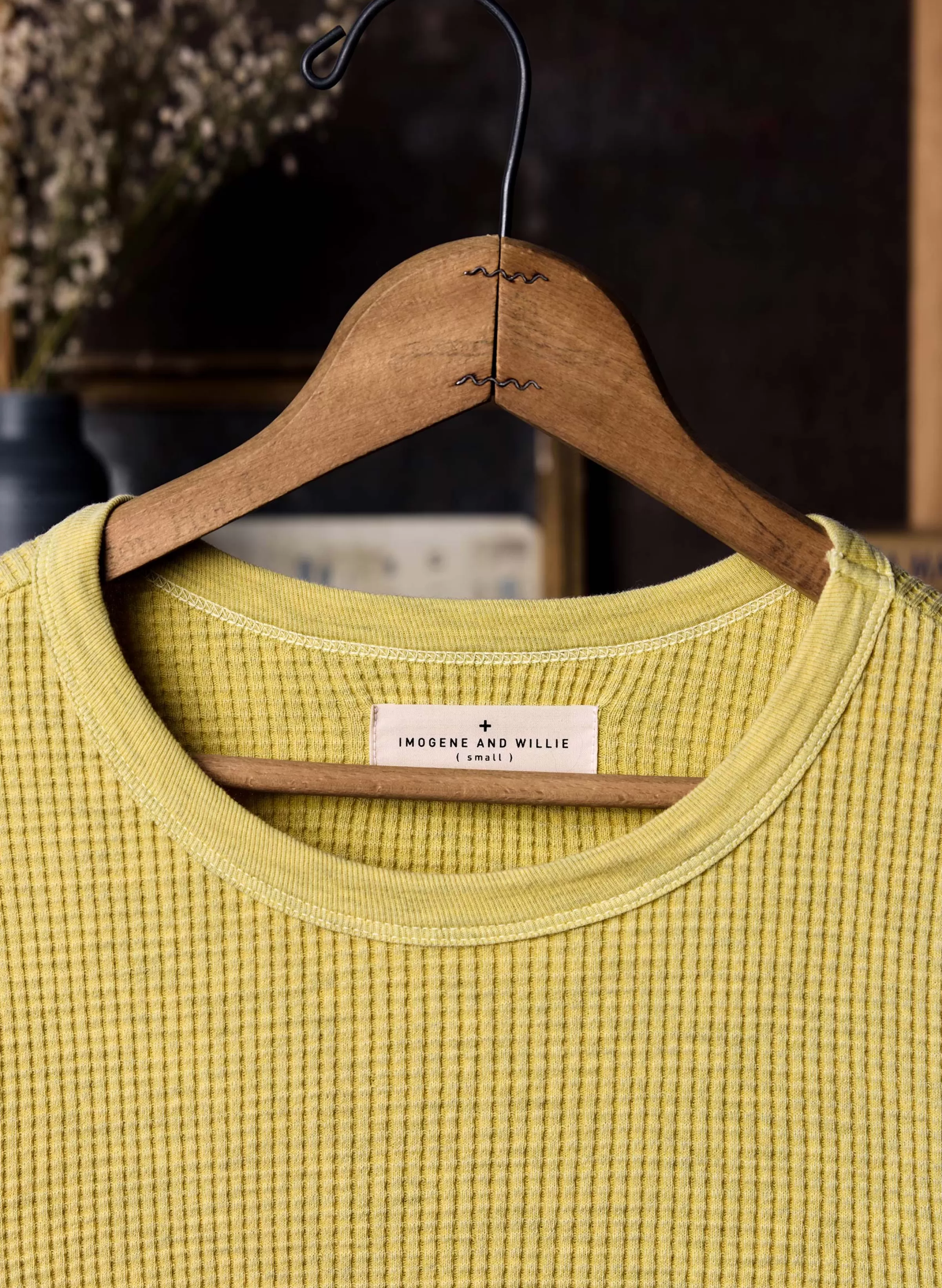 imogene + willie The Waffle Thermal Crew In Faded Yellow Flash Sale