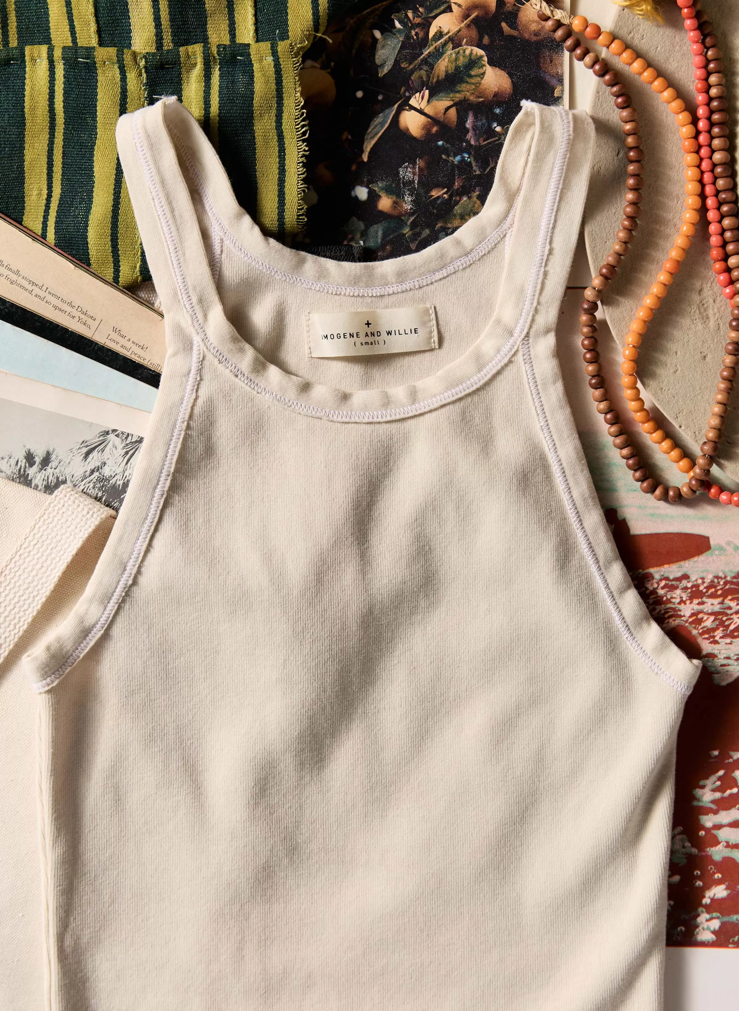 imogene + willie Vintage White Ribbed Racerback Tank Cheap
