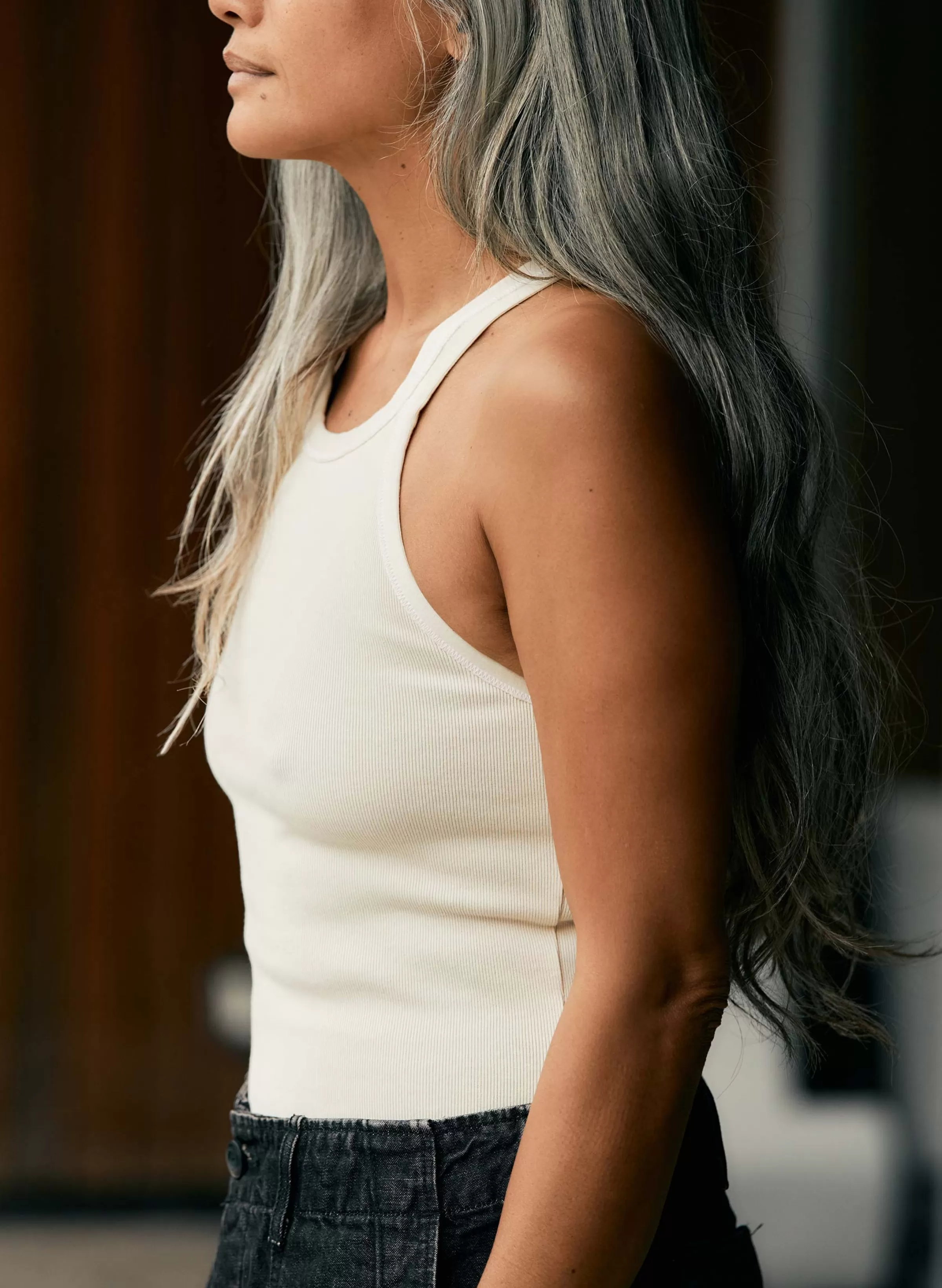 imogene + willie Vintage White Ribbed Racerback Tank Cheap