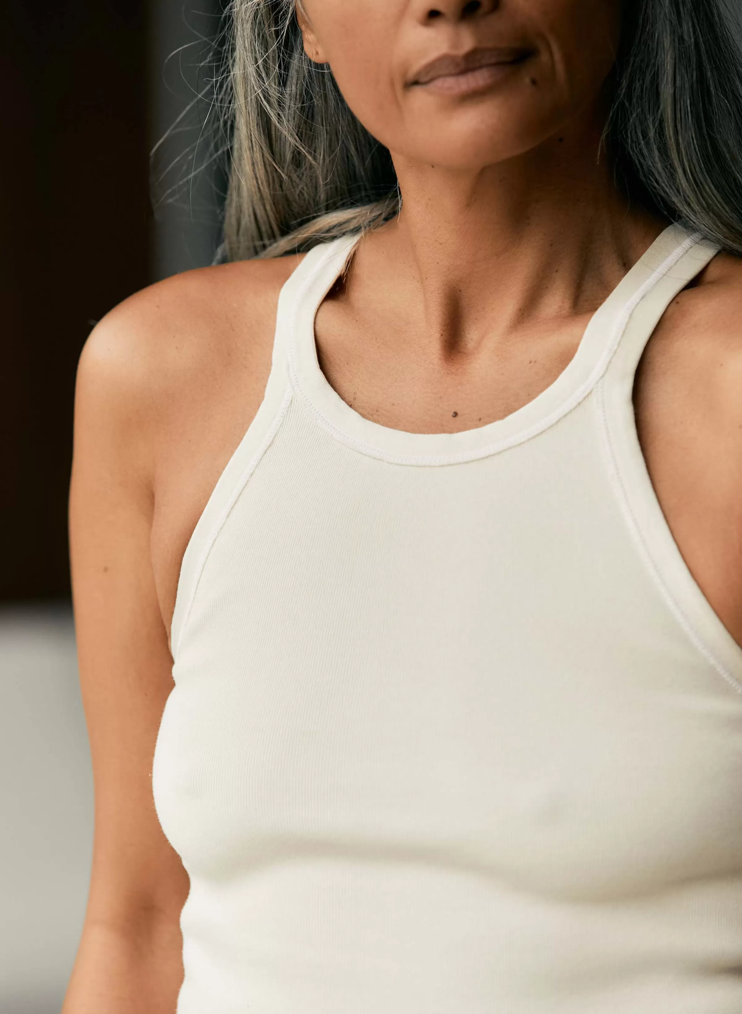 imogene + willie Vintage White Ribbed Racerback Tank Cheap