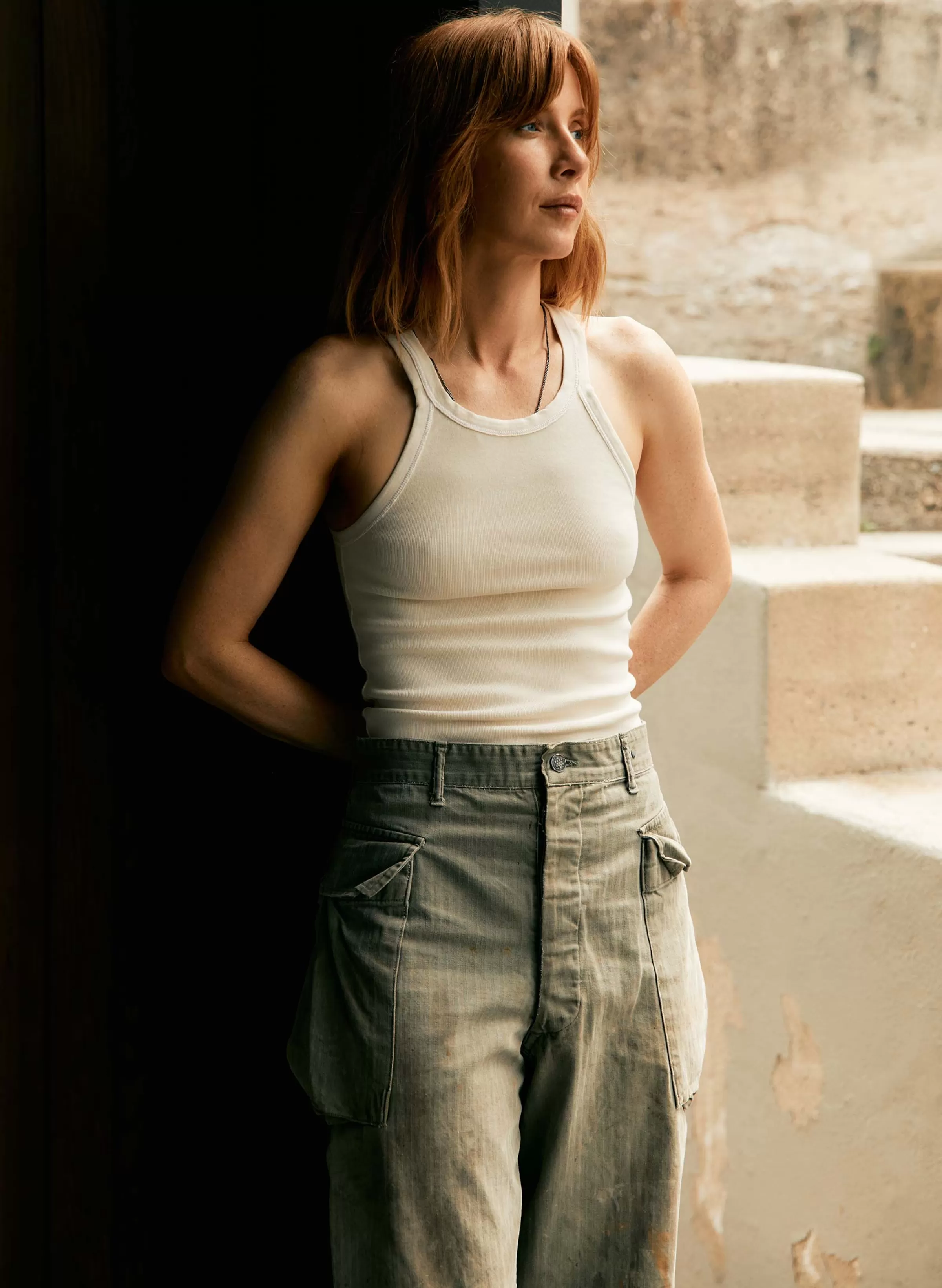imogene + willie Vintage White Ribbed Racerback Tank Cheap